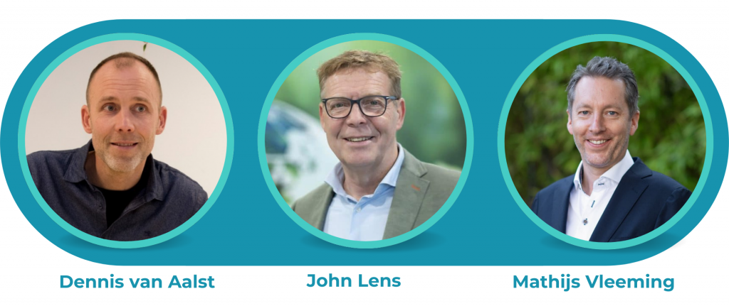 afbeelding van de 3 sprekers tijdens dit webinar: Dennis van Aalst, John Lens, Mathijs Vleeming